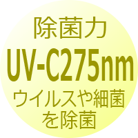 除菌力UV-C275nm ウイルスや細菌を除菌